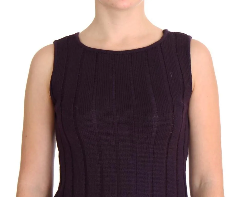 Purple Wool Knitted Sleeveless Sweater