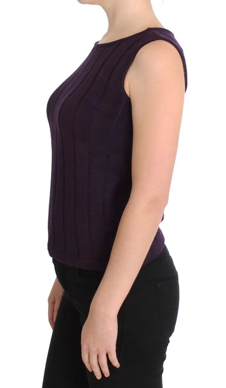 Purple Wool Knitted Sleeveless Sweater
