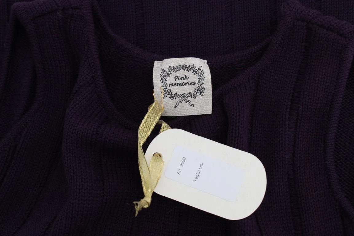 Purple Wool Knitted Sleeveless Sweater