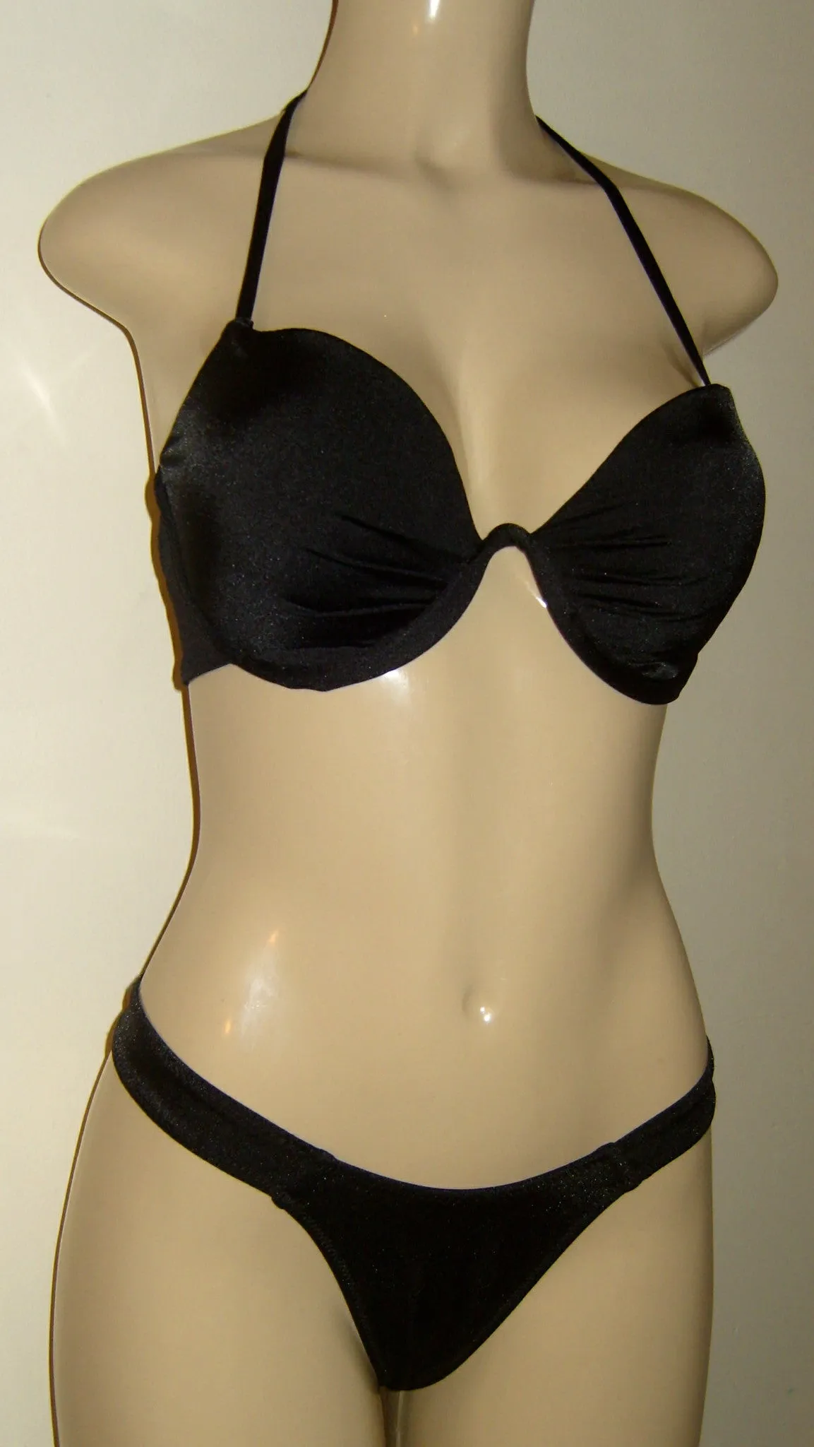 Push Up Halter Swimwear Top and High Leg Brazilian Swimwear Bottom