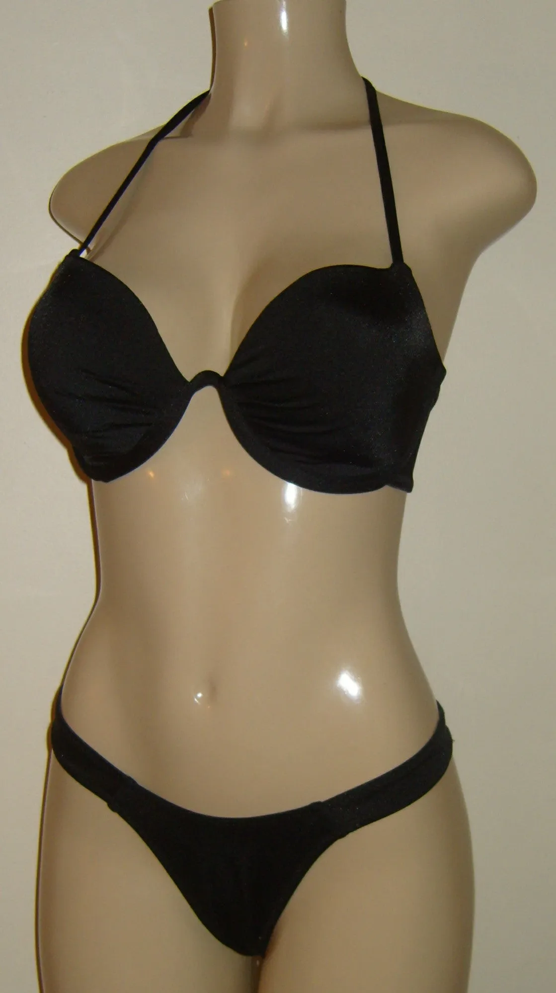 Push Up Halter Swimwear Top and High Leg Brazilian Swimwear Bottom