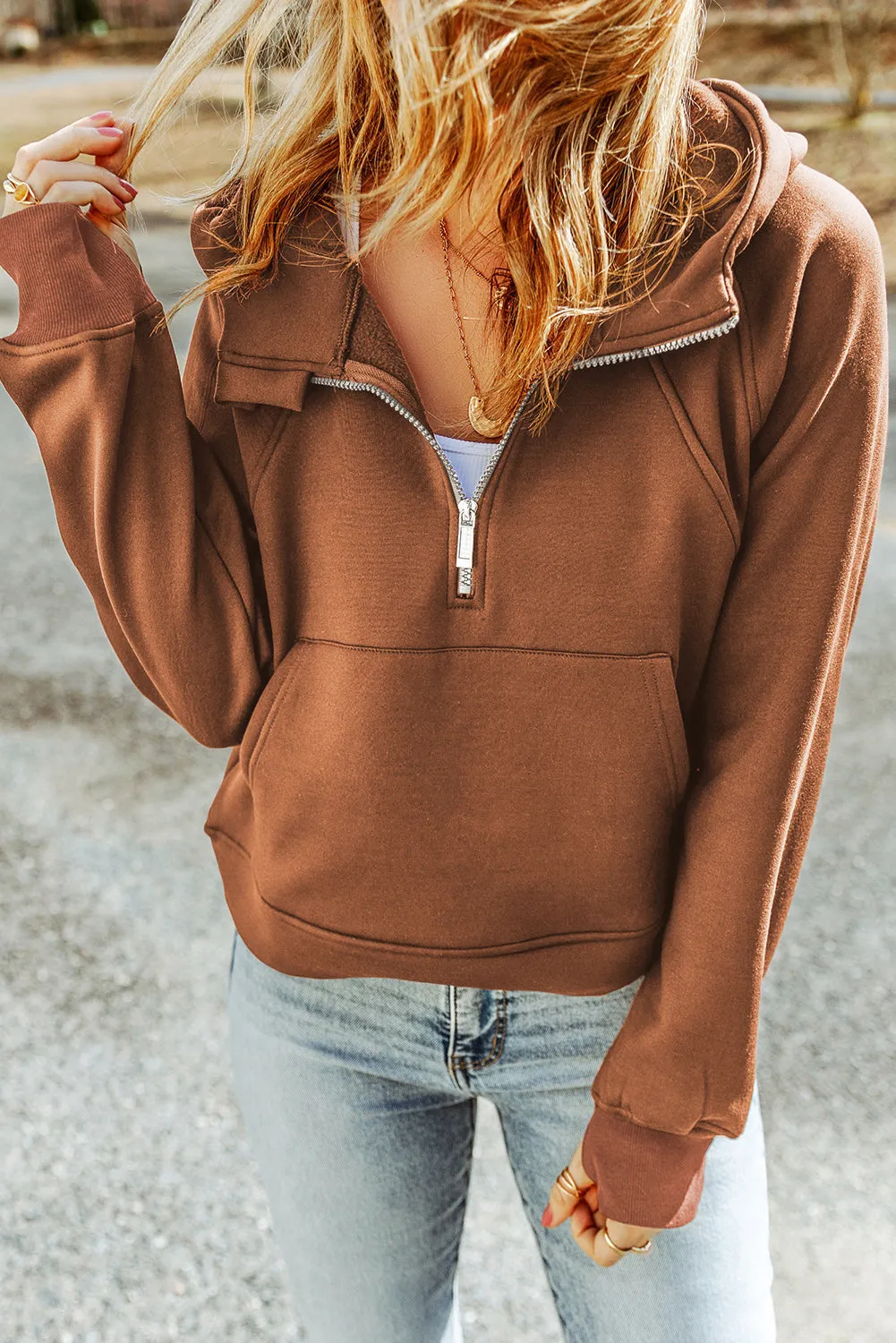 Quarter Zip Kangaroo Hoodie