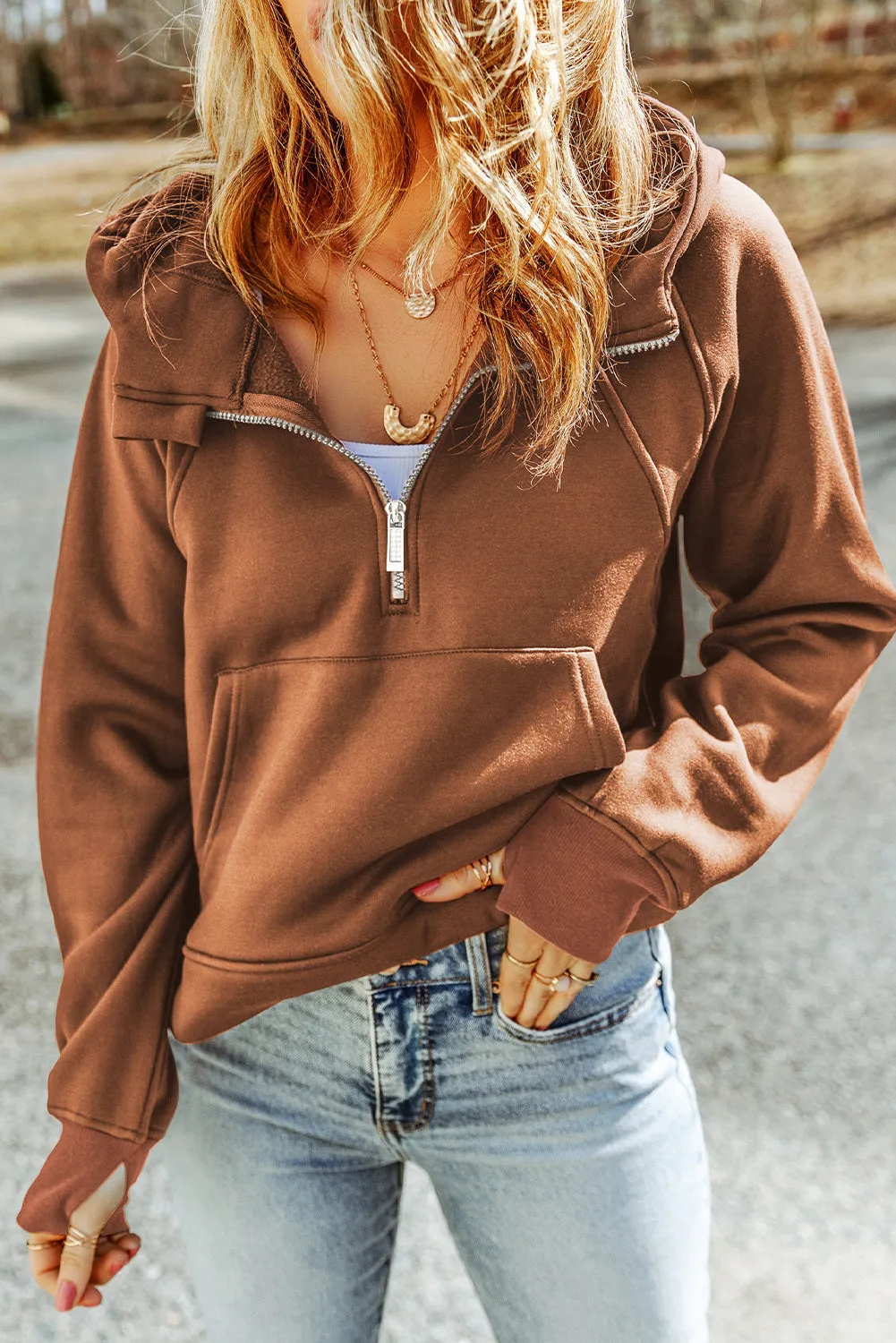 Quarter Zip Kangaroo Hoodie