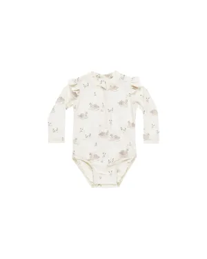 Quincy Mae - Byron Rashguard Onepiece - Swans