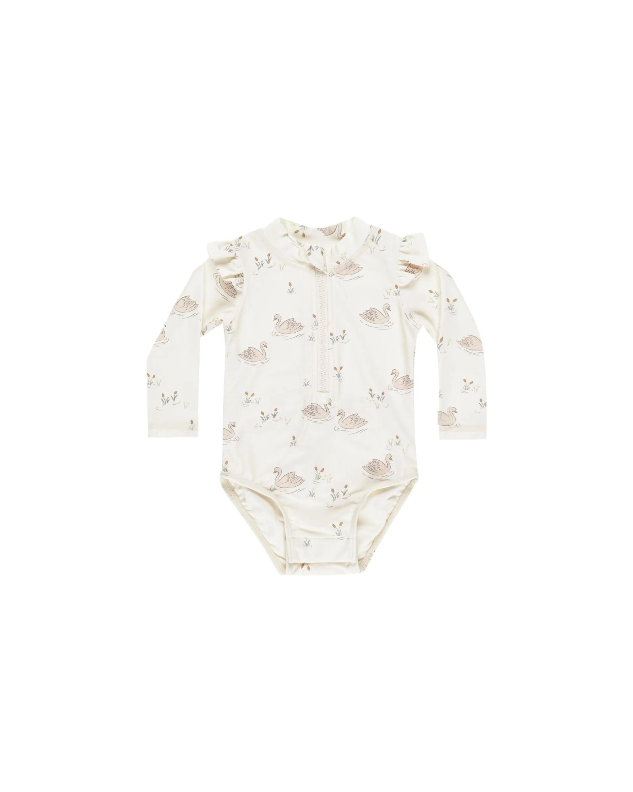 Quincy Mae - Byron Rashguard Onepiece - Swans