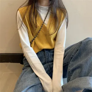 "6 COLORS "VEST   KNITTED SHIRT" TWO-PIECE SUIT N092306