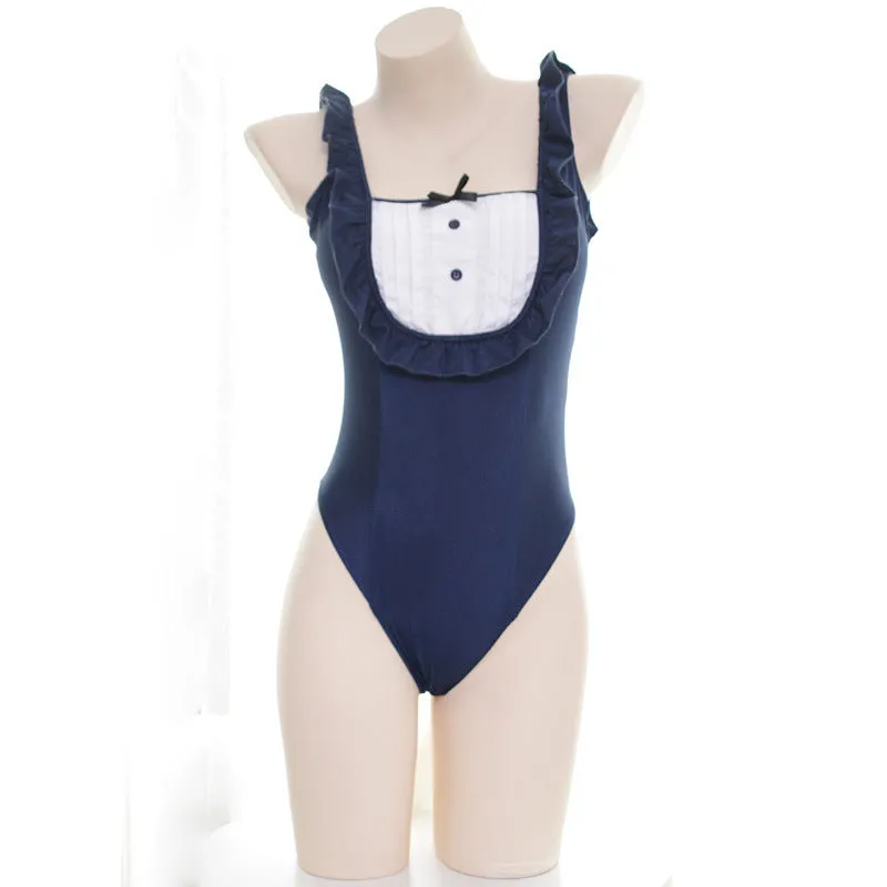 "BLACK/WHITE TAIL ONE-PIECE" SWIMSUIT N031504