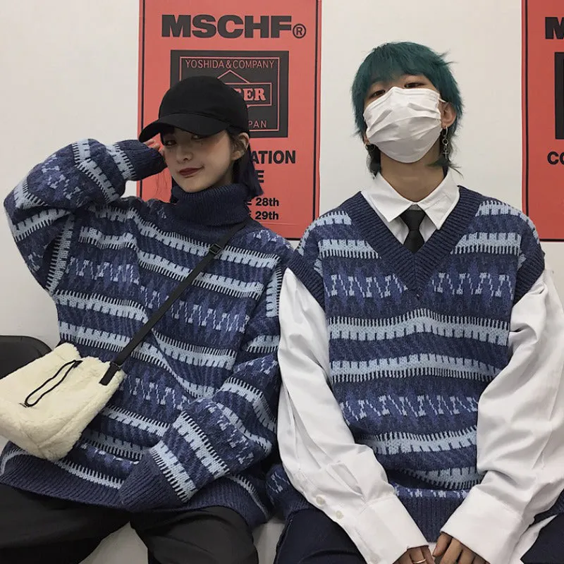 "BLUE GRAY STRIPED" VEST / SWEATER N121408