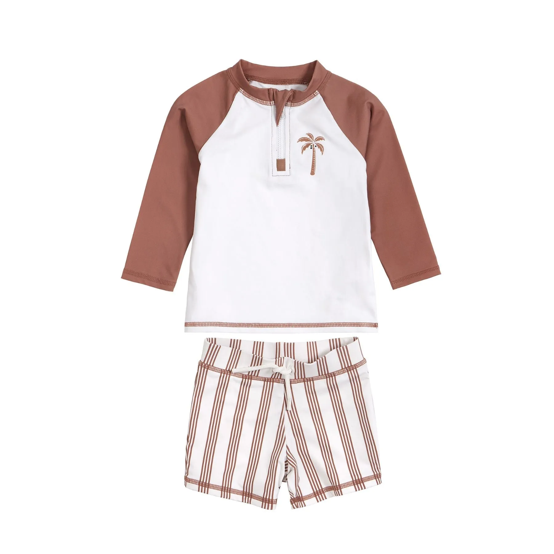 Raglan Rashguard   Swim Short Set, Palm Tree