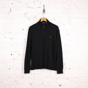 Ralph Lauren 1/4 Zip Estate Rib Sweatshirt - Black - M