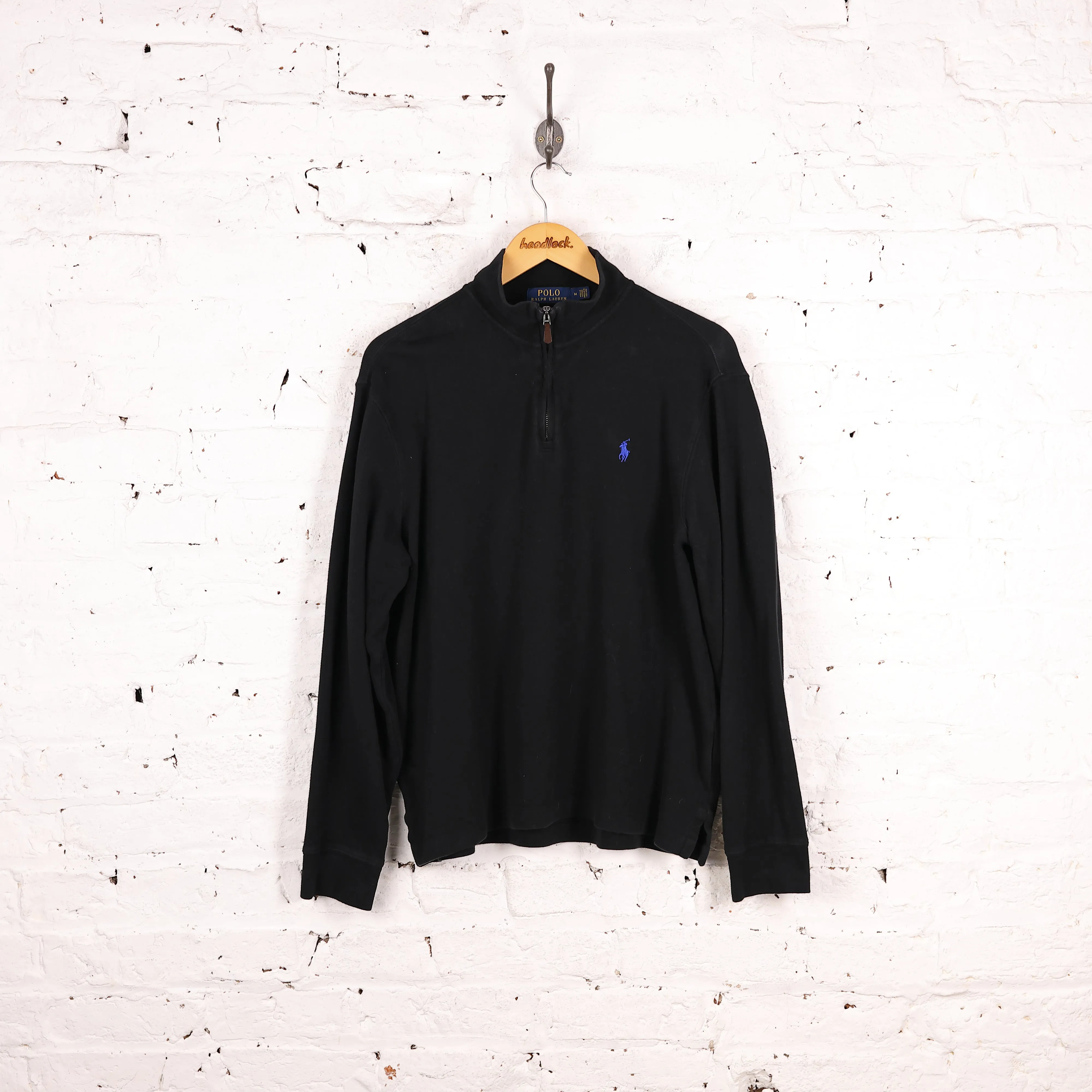 Ralph Lauren Estate Rib 1/4 Zip Sweatshirt - Black - M