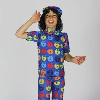 Retro Apples Short Sleeve Rashguard - Blue Lolite - 1 Left Size 2-3 years