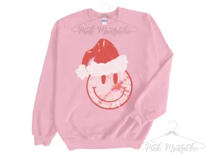 Retro Smiley Christmas Fleece Crewneck Sweatshirt