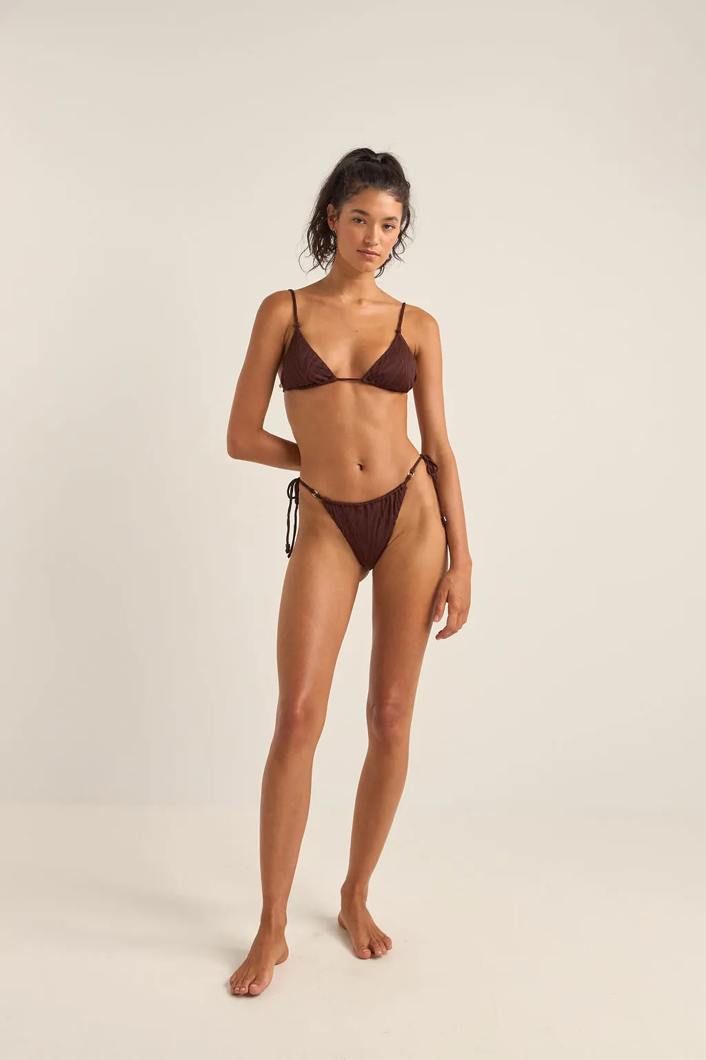 RHYTHM AMAZON GATHERED TIE SIDE ITSY PANT - CHOCOLATE