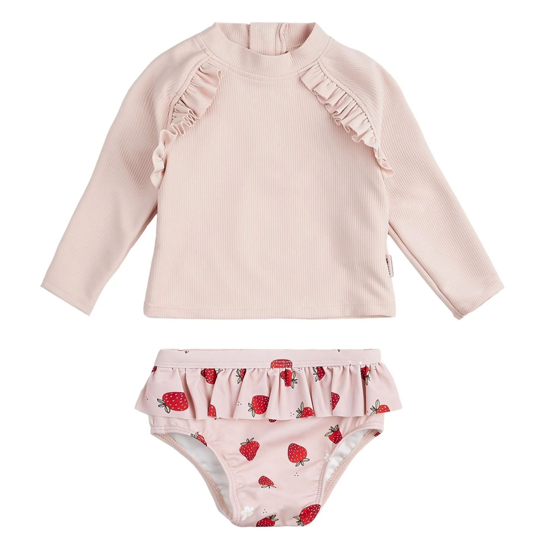 Ribbed Rose Rashguard with Ladybug Swim Diaper