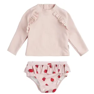 Ribbed Rose Rashguard with Ladybug Swim Diaper