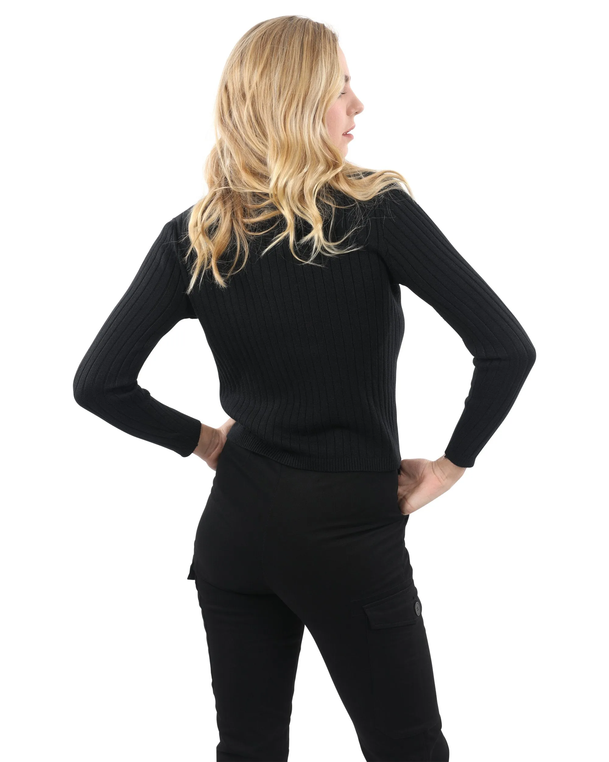 Ribbed Turtleneck Sweater - Black