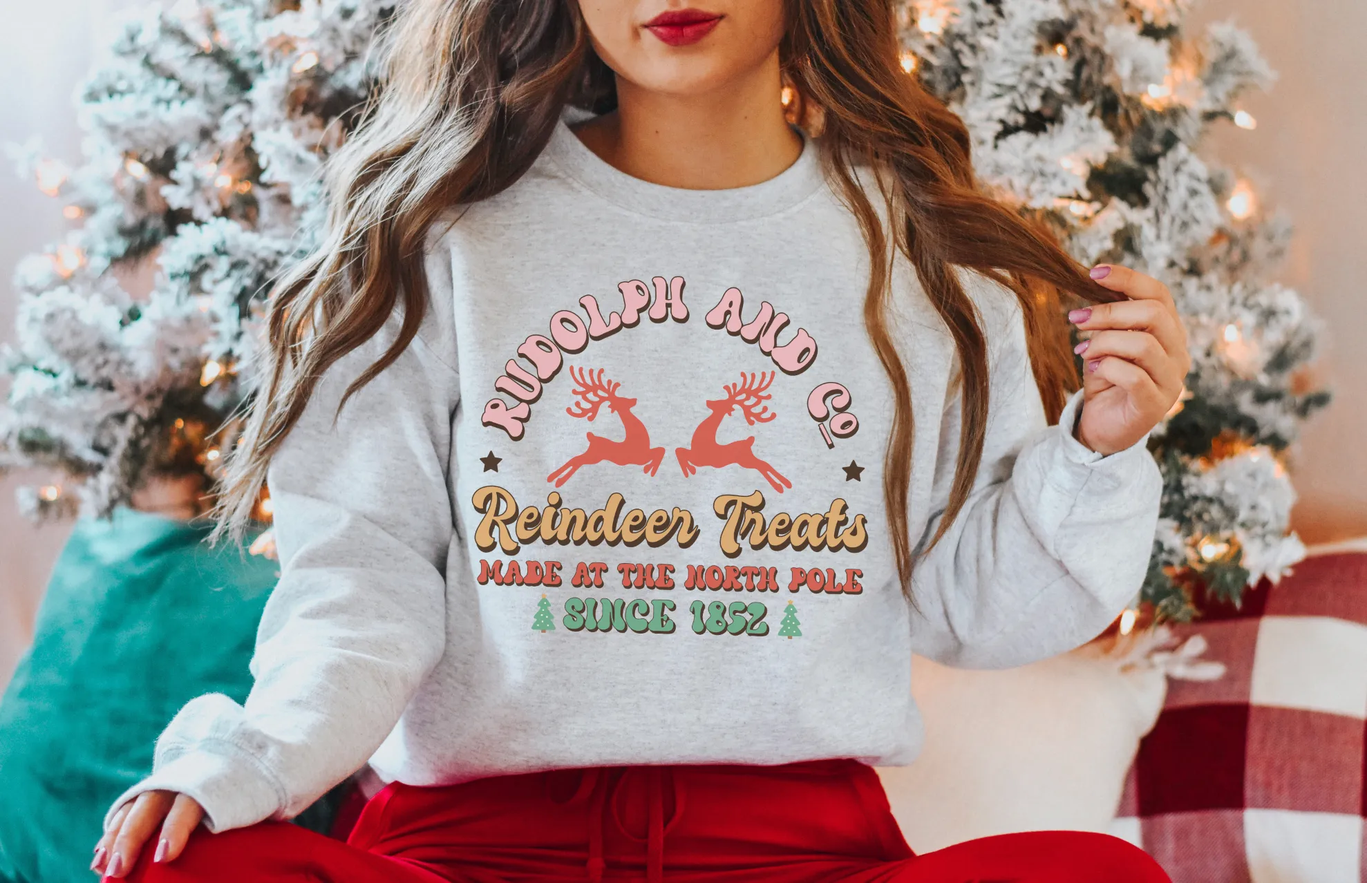 Rudolph And Co. Reindeer Treats (Retro) Unisex Crewneck Sweatshirt