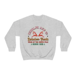 Rudolph And Co. Reindeer Treats (Retro) Unisex Crewneck Sweatshirt