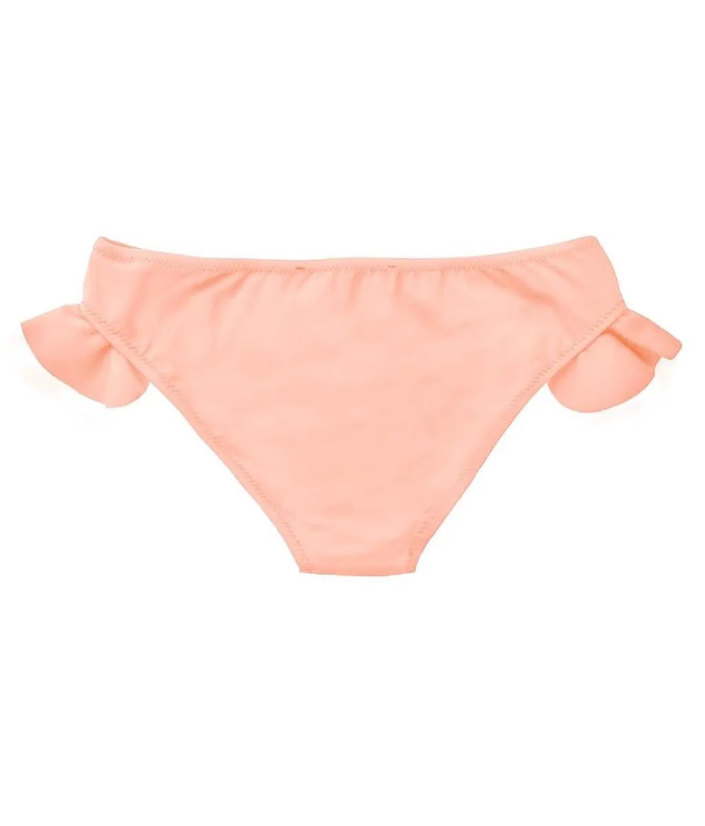 Ruffle Swim Pants in Peach Pink and Ivory
