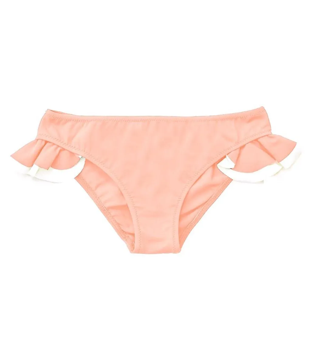 Ruffle Swim Pants in Peach Pink and Ivory