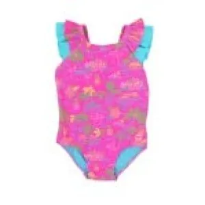 RuffleButts Ruffle V-Back One Piece Neon Island Time