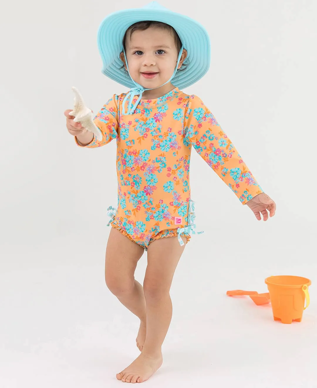 RuffleButts - Vibrant Valley Long Sleeve One Piece Rash Guard