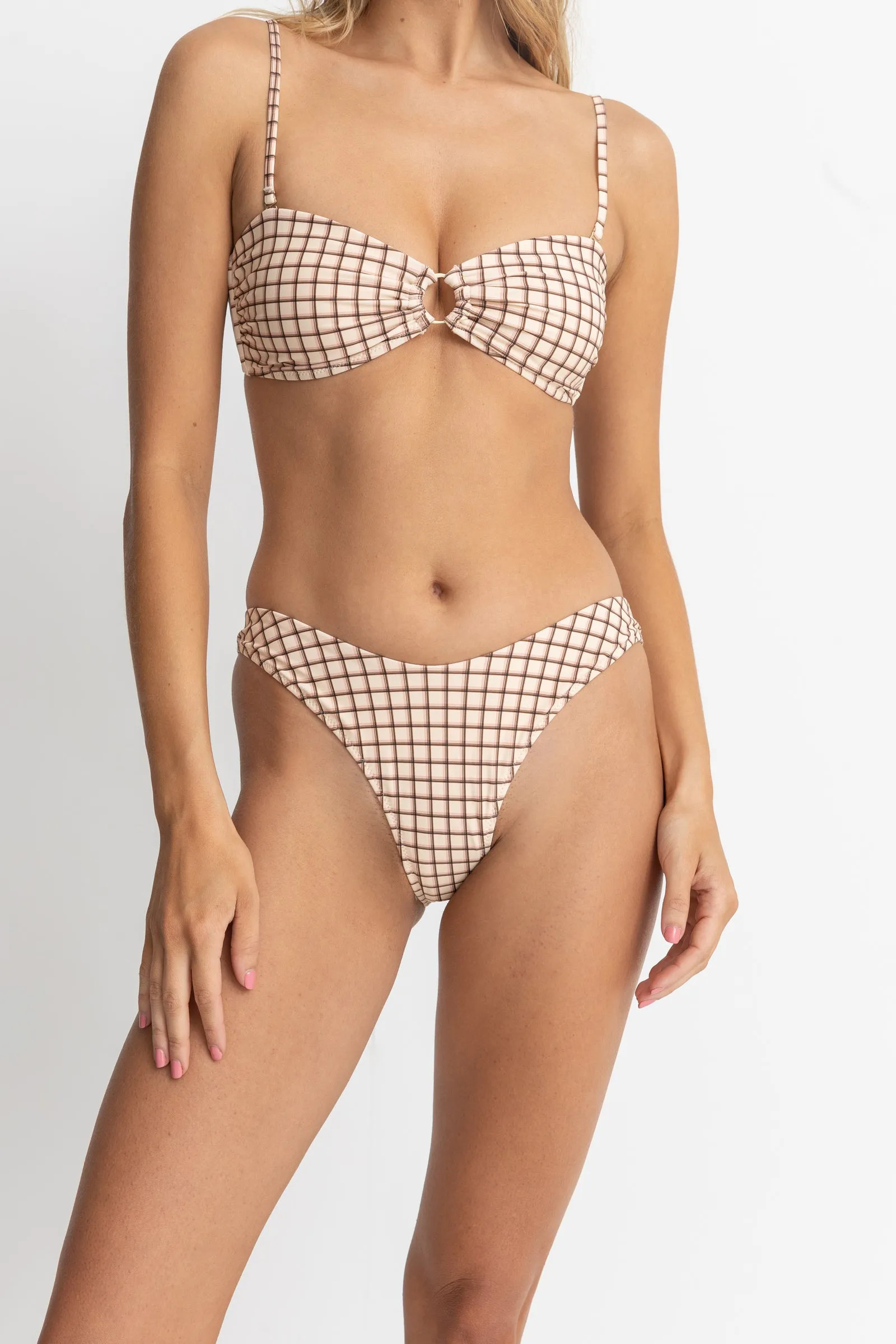 RUMI CHECK HI CUT PANT - NATURAL