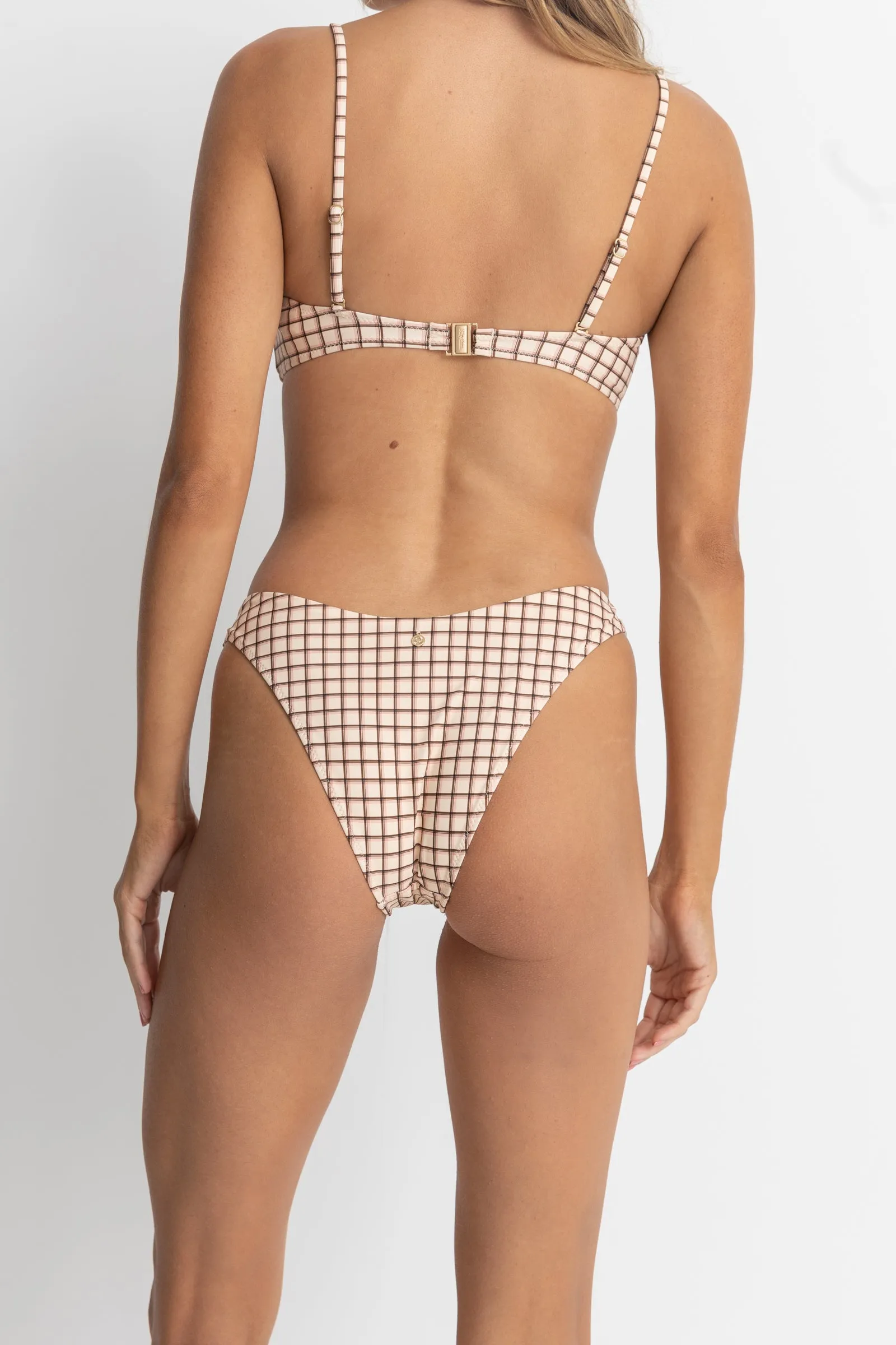 RUMI CHECK HI CUT PANT - NATURAL