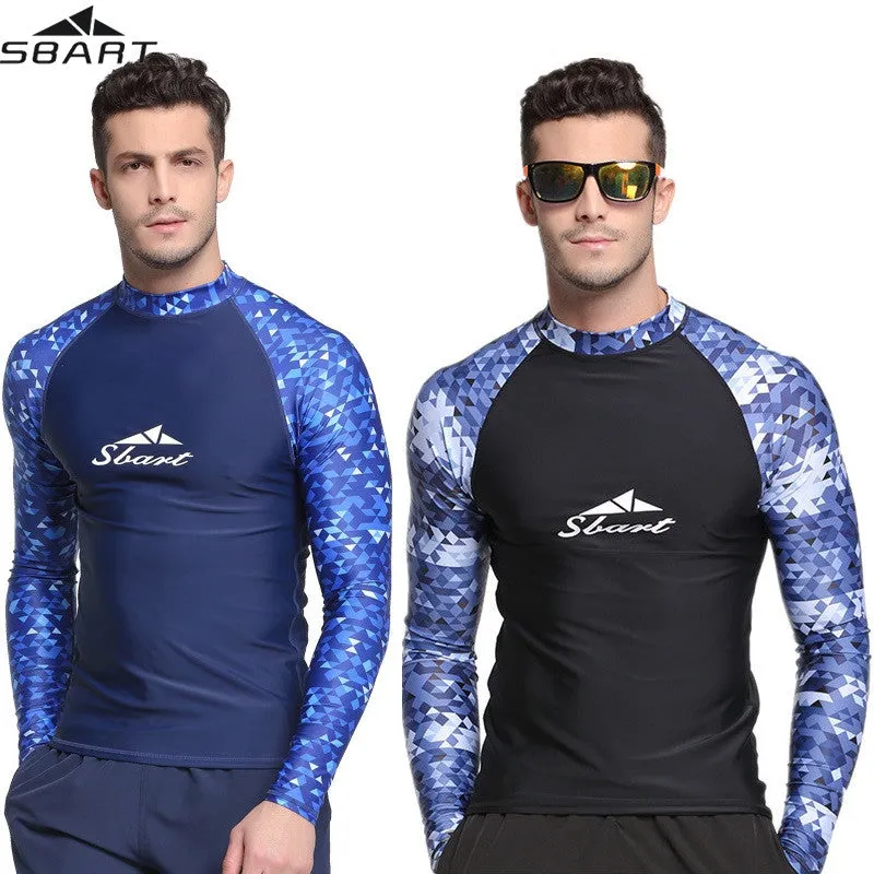 SBART Quick Drying Mens Rash Guard Surf T-shirt Long Sleeve Beach Swimwear
