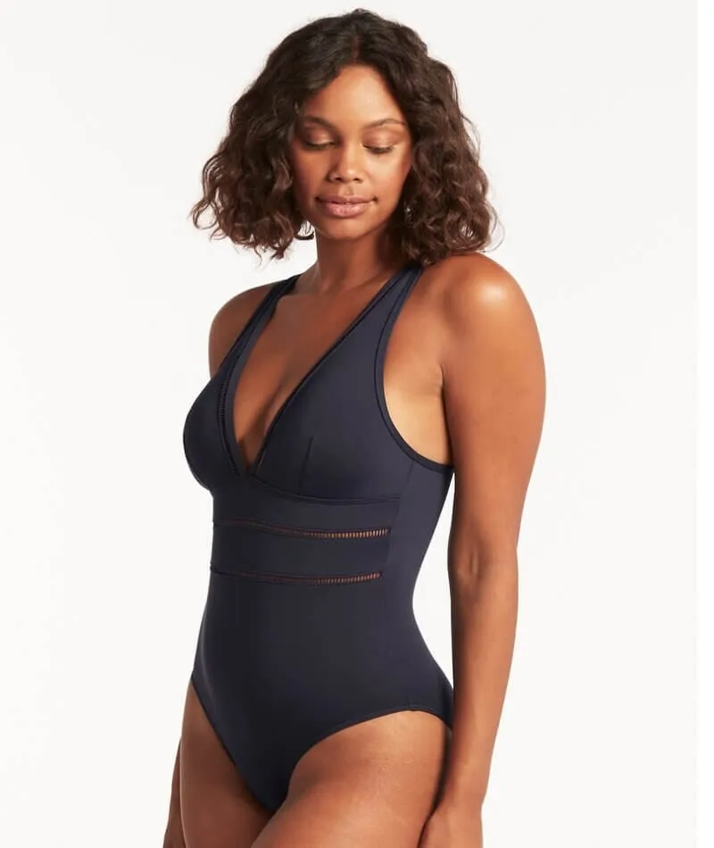 Sea Level Eco Essentials Spliced B-Dd Cup One Piece Swimsuit - Night Sky
