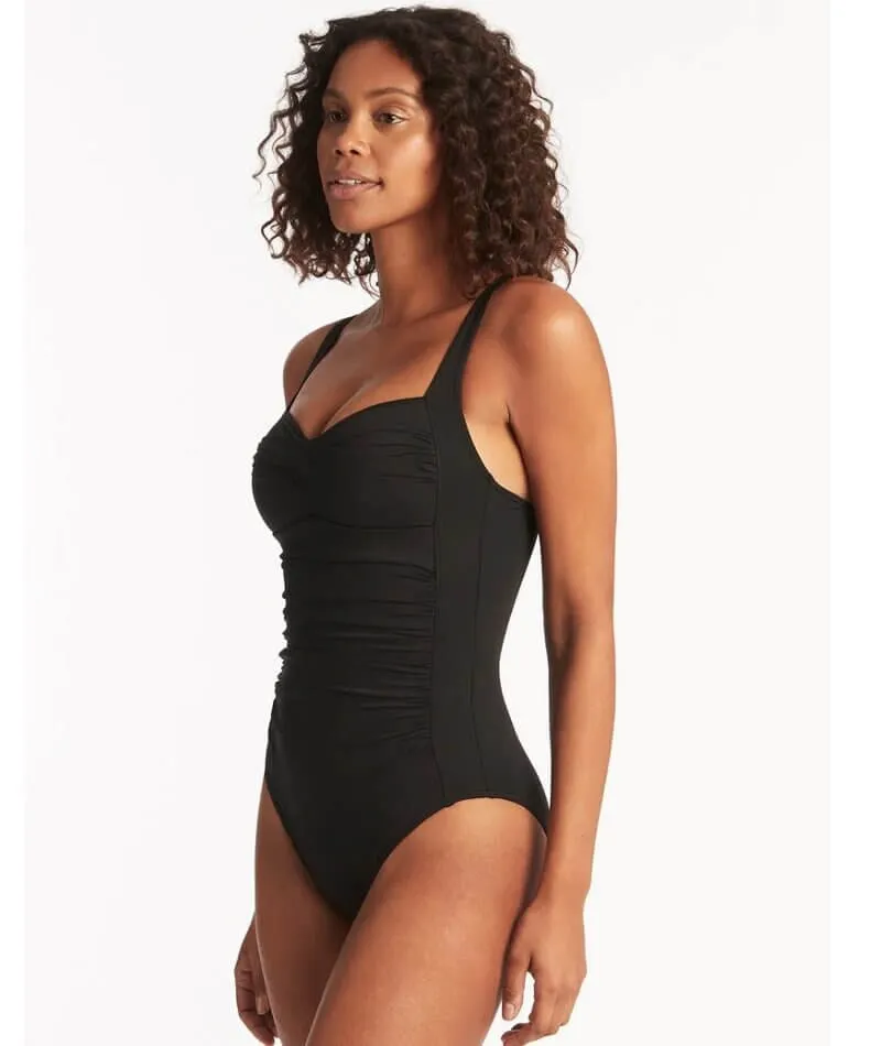 Sea Level Eco Essentials Twist Front A-DD Cup One Piece Swimsuit - Black