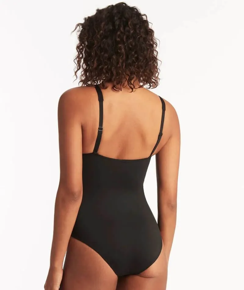 Sea Level Eco Essentials Twist Front A-DD Cup One Piece Swimsuit - Black