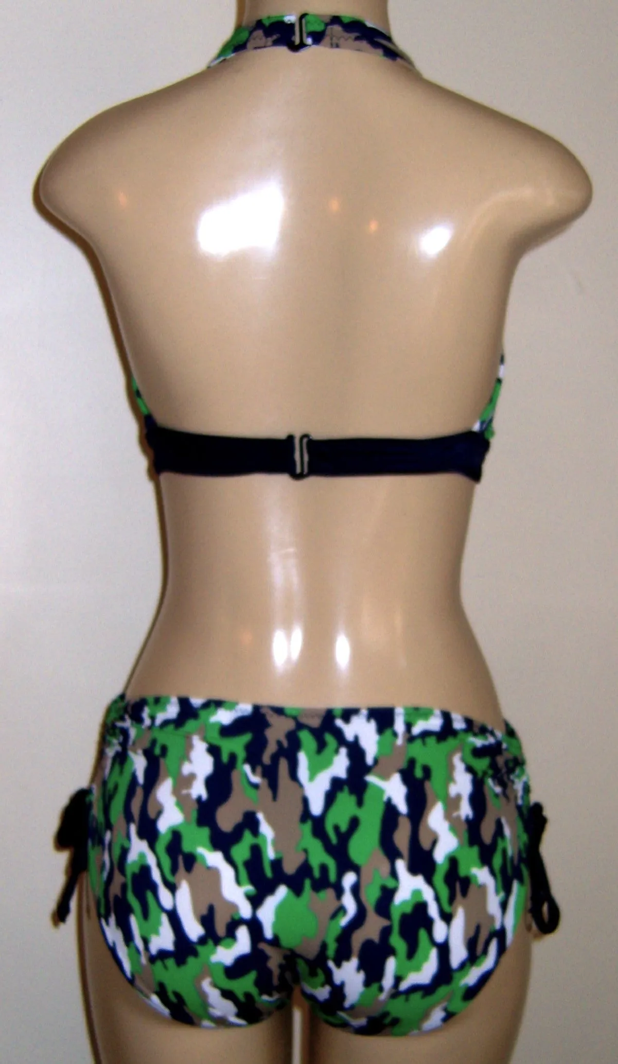 Seamed Halter Bikini Top and Adjustable Tie Side Swimwear Bottom