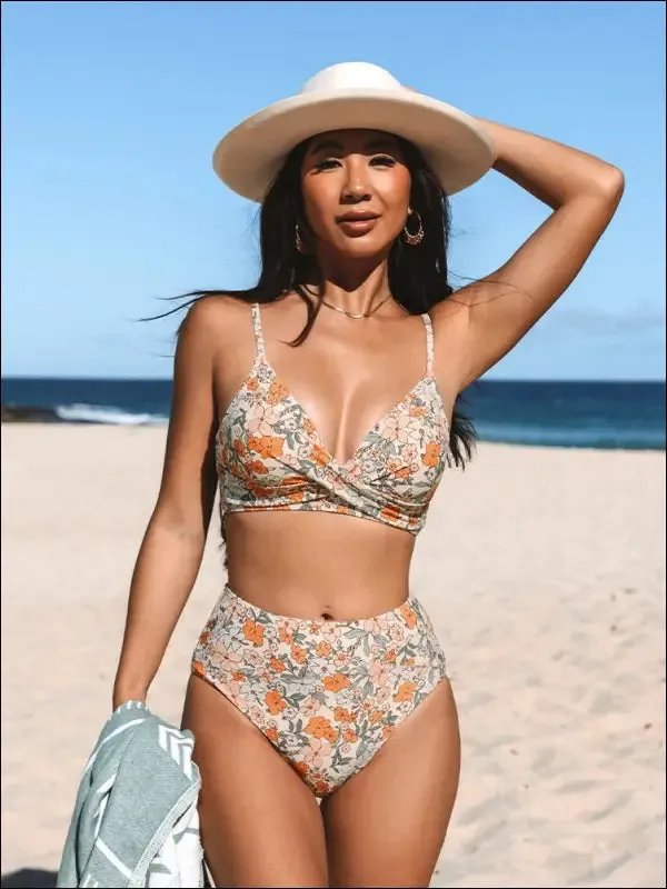Seaselfie sexy twist tank high-waist bikini sets swimwear women swimsuits bathing suit 2023 solid