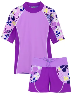 Seaside Rash Guard & Swim Short - Verbena