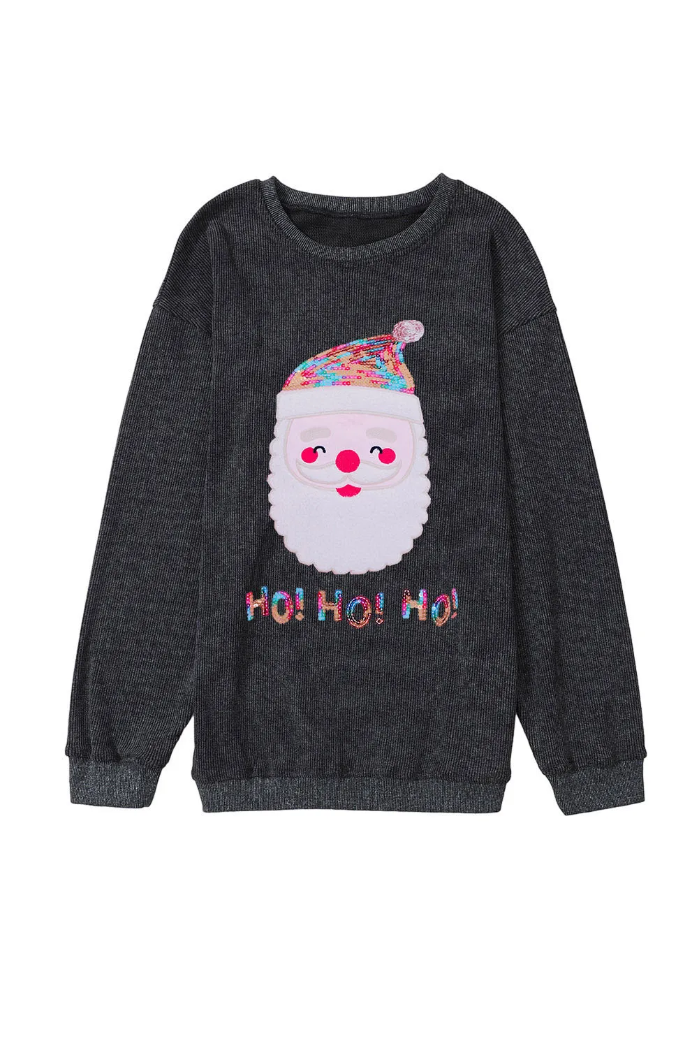 Sequin HO HO HO Santa Claus Graphic Sweatshirt