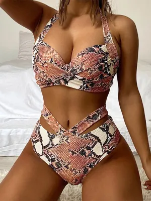 Sexy Halter Women Solid Push Up Biquini Bathing Suit