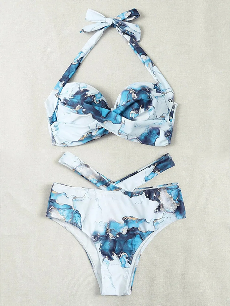 Sexy Halter Women Solid Push Up Biquini Bathing Suit