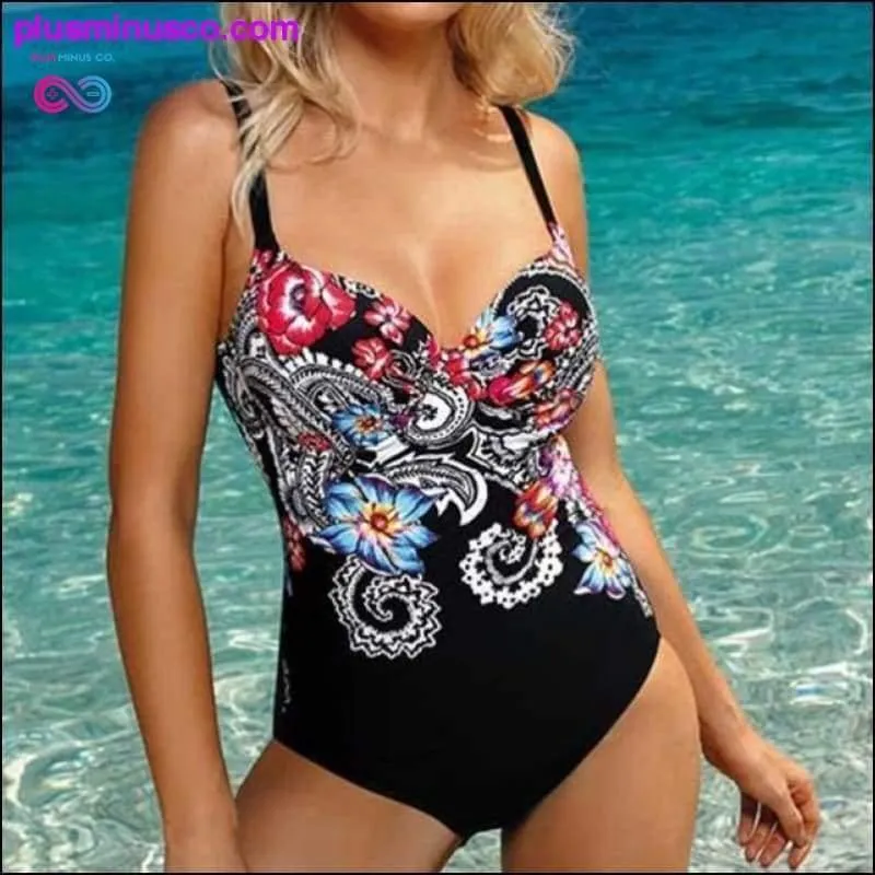 Sexy Striped Floral One Piece Large Swimsuits