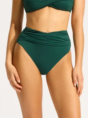 SF Collective High Waist Wrap Front Pant in Evergreen