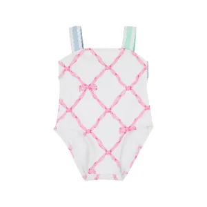 Shannon Bow Bathing Suit - Belle Meade Bow with Buckhead Blue & Sea Island Seafoam
