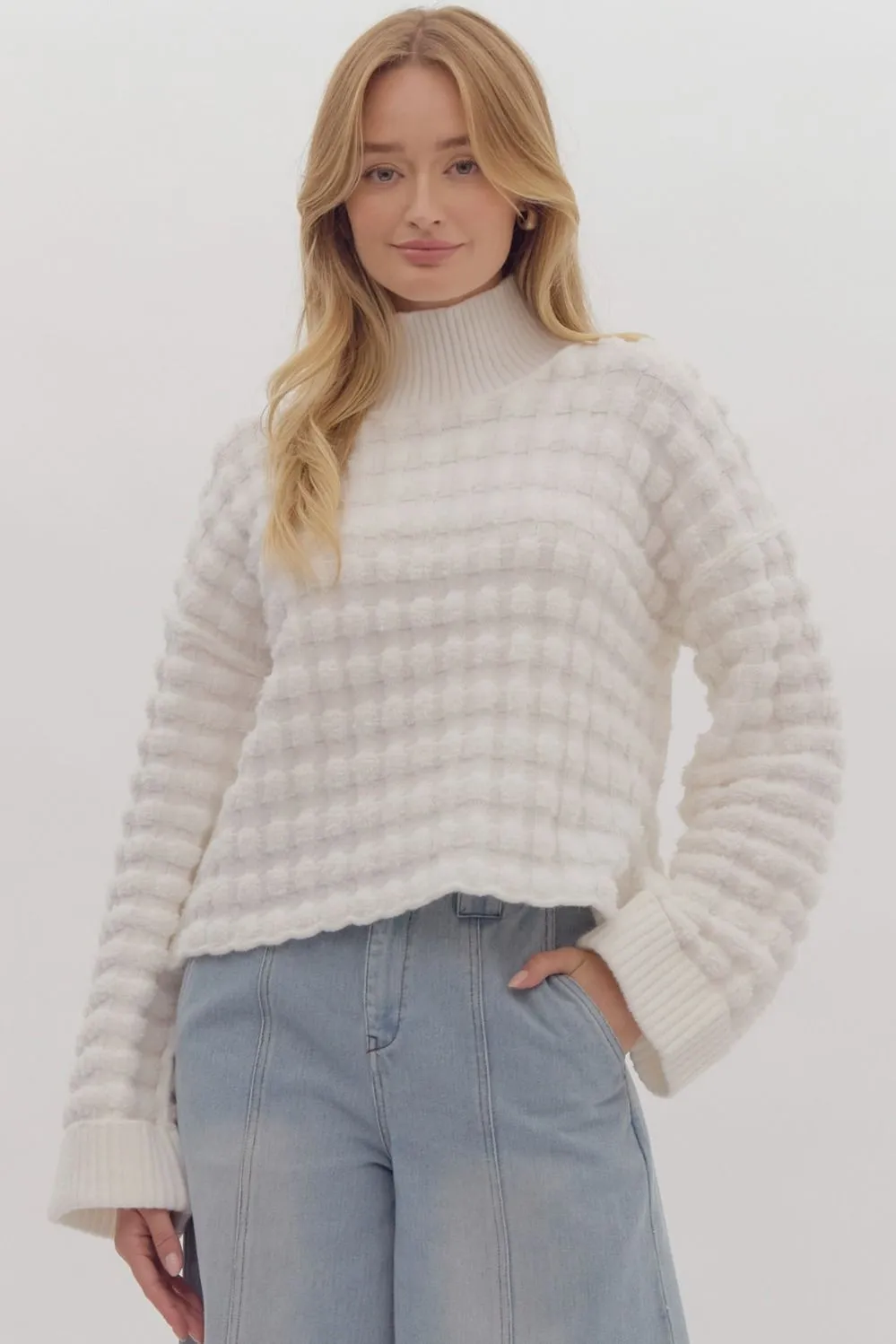 Shelly -Textured long sleeve turtleneck