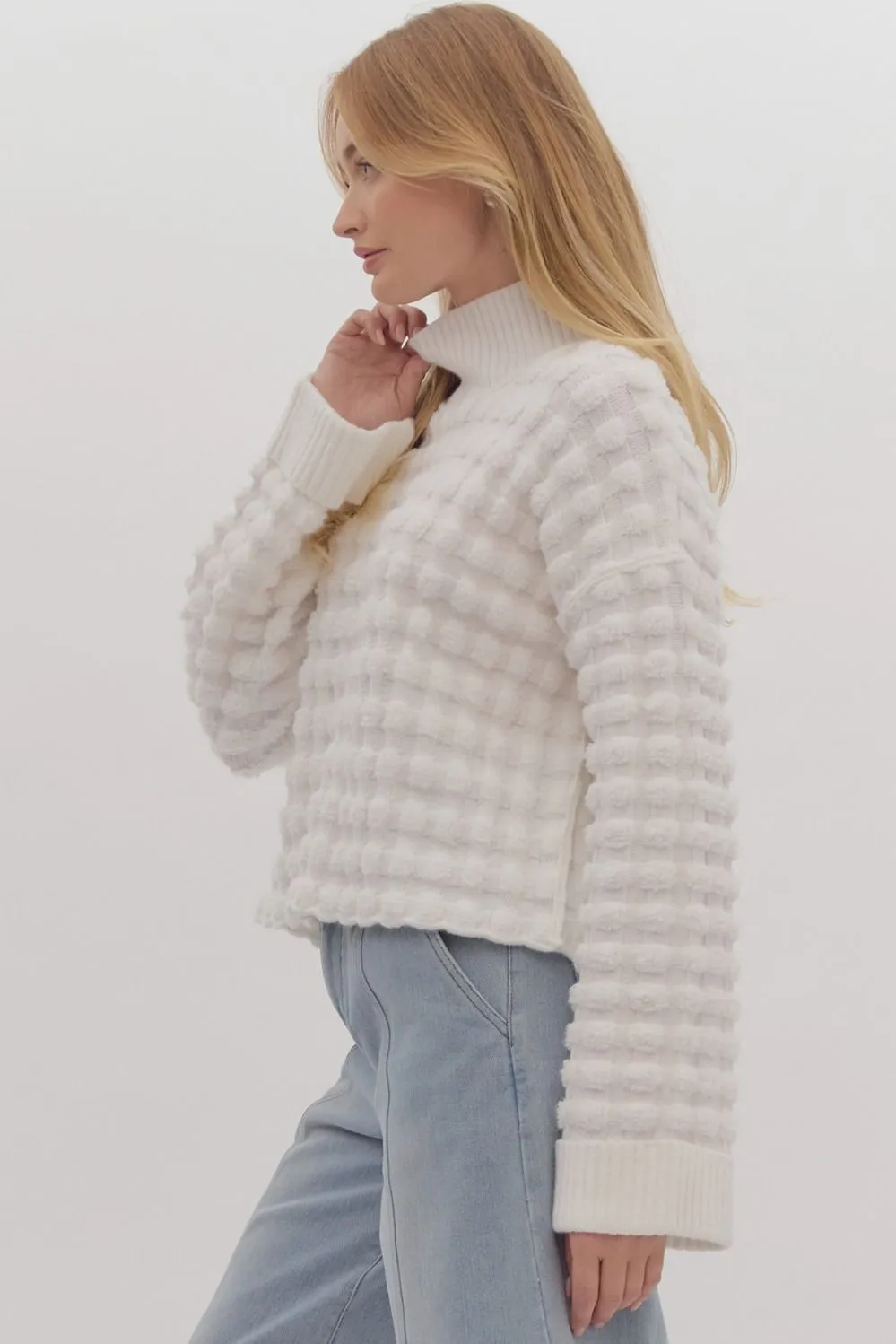 Shelly -Textured long sleeve turtleneck