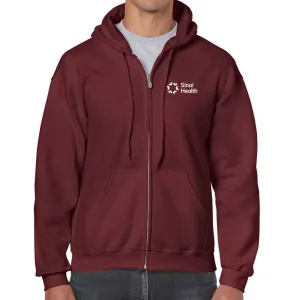 Sinai Health Branded Full-Zip Hoodie Sweatshirt (Burgundy)
