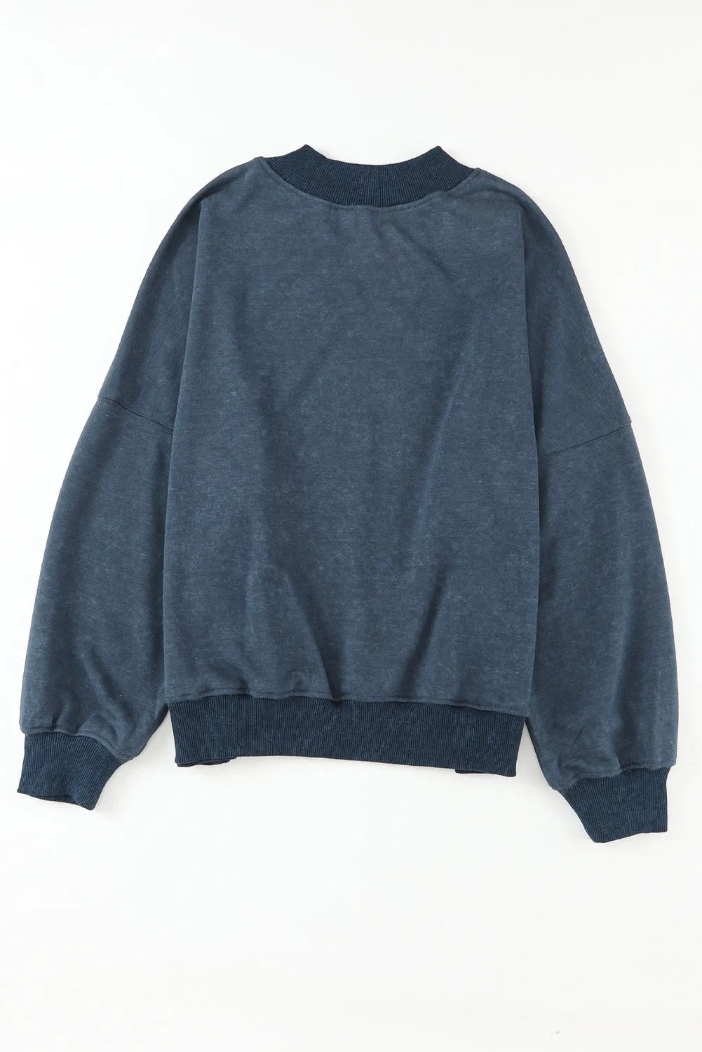 Sky Blue Resting Witch Face Graphic Drop Shoulder Sweatshirt