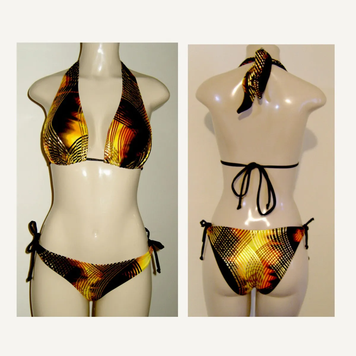 Sliding Halter Bikini Top and Keyhole Swimwear Bottom