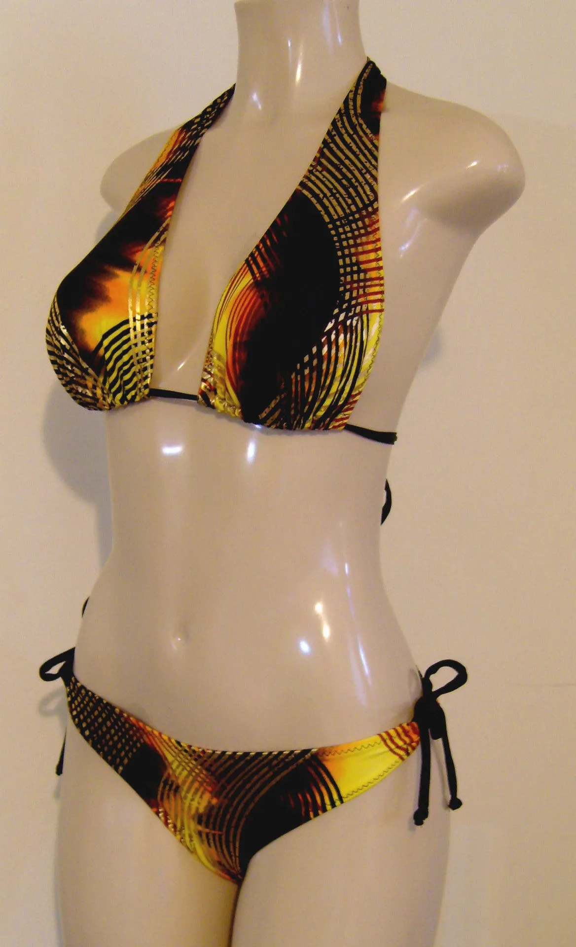 Sliding Halter Bikini Top and Keyhole Swimwear Bottom