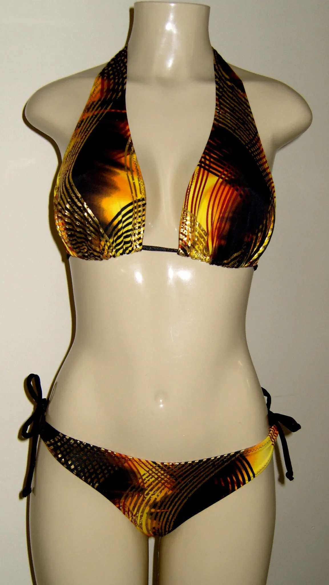 Sliding Halter Bikini Top and Keyhole Swimwear Bottom