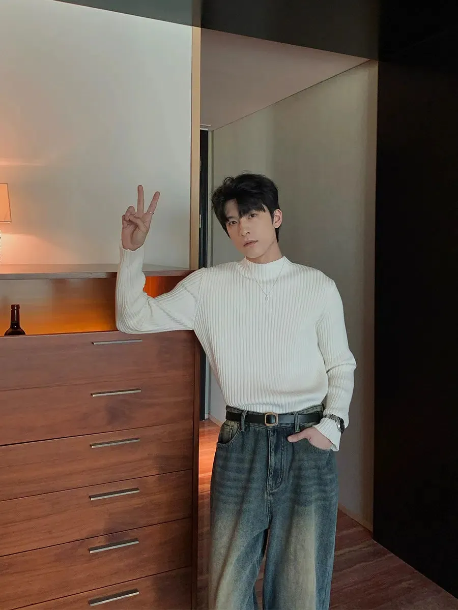 Slim-fit Half Turtleneck Bottoming Shirt